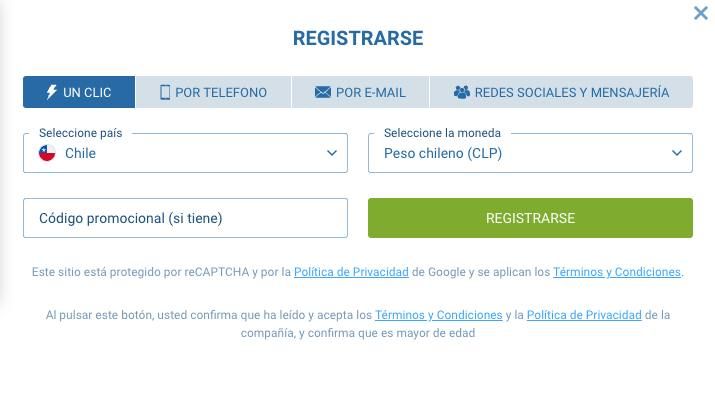 1xbet un clic registrarse